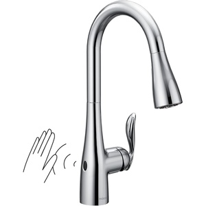 Moen Arbor Spot Resist Stainless Motionsense Wave Sensor Touchless One-Handle Single Hole Kitchen Sink Faucet, 7594EWSRS(Chrome)