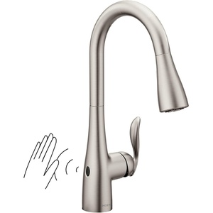 Moen Arbor Spot Resist Stainless Motionsense Wave Sensor Touchless One-Handle Single Hole Kitchen Sink Faucet, 7594EWSRS(Stainless)