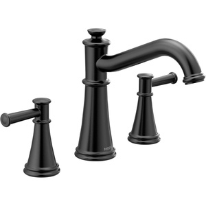 Moen Belfield Matte Black Two-Handle Deck Mount Roman Tub Faucet Trim Kit, Valve Required, T9023BL