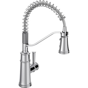 Moen Belfield Oil Rubbed Bronze Kitchen Faucet, Modern Spring Kitchen Faucet with Power Boost, Pre-Rinse, One-Handle, Easy Installation, 5927ORB(Chrome)