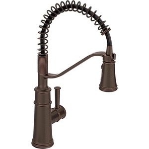 Moen Belfield Oil Rubbed Bronze Kitchen Faucet, Modern Spring Kitchen Faucet with Power Boost, Pre-Rinse, One-Handle, Easy Installation, 5927ORB(Oil Rubbed Bronze)