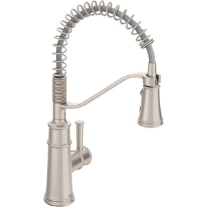 Moen Belfield Oil Rubbed Bronze Kitchen Faucet, Modern Spring Kitchen Faucet with Power Boost, Pre-Rinse, One-Handle, Easy Installation, 5927ORB(Spot Resist Stainless)