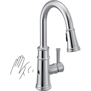 Moen Belfield Oil Rubbed Bronze Motionsense Wave Sensor Touchless One Handle Pulldown Kitchen Faucet Featuring Power Clean, 7260EWORB(Chrome)