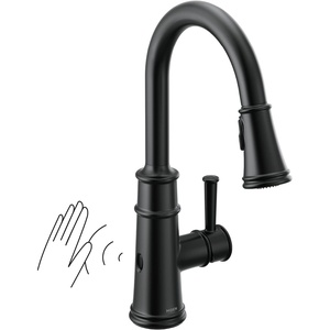 Moen Belfield Oil Rubbed Bronze Motionsense Wave Sensor Touchless One Handle Pulldown Kitchen Faucet Featuring Power Clean, 7260EWORB(Matte Black)