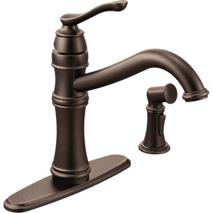 Moen Belfield Oil Rubbed Bronze Traditional One Handle High Arc Kitchen Faucet with Side Spray and Optional Deckplate Included, 7245ORB(Oil Rubbed Bronze)