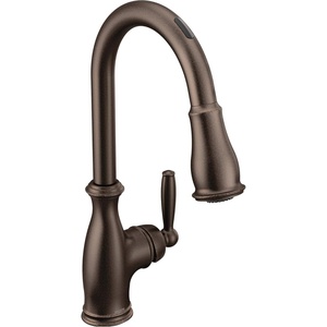 Moen Brantford Oil Rubbed Bronze Smart Faucet, Touchless Pull Down Sprayer Kitchen Faucet with Voice Control and Power Boost, Traditional Kitchen Faucet, Easy Installation, 7185EVORB