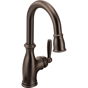 Moen Brantford Oil Rubbed Bronze Traditional One-Handle High-Arc Pulldown Bar Faucet with Reflex Docking System and Power Clean, 5985ORB(Oil Rubbed Bronze)