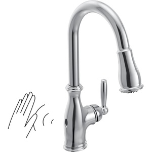 Moen Brantford Oil Rubbed Bronze Traditional One-Handle Kitchen Faucet with Pulldown Sprayer Featuring Power Boost and Reflex Docking System, 7185ORB(Chrome)