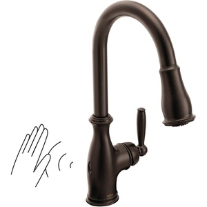 Moen Brantford Oil Rubbed Bronze Traditional One-Handle Kitchen Faucet with Pulldown Sprayer Featuring Power Boost and Reflex Docking System, 7185ORB(Oil Rubbed Bronze)