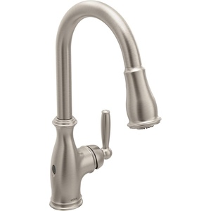 Moen Brantford Oil Rubbed Bronze Traditional One-Handle Kitchen Faucet with Pulldown Sprayer Featuring Power Boost and Reflex Docking System, 7185ORB(Spot Resist Stainless)