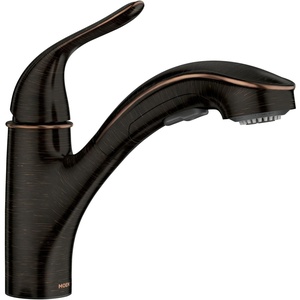 Moen Brecklyn Mediterranean Bronze Single-Handle Pull-Out Sprayer Kitchen Sink Faucet with Power Clean, 87557BRB(Mediterranean Bronze)