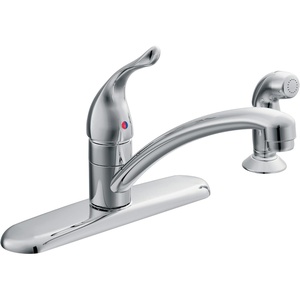 Moen Chateau Chrome Single Handle 4-Hole Kitchen Faucet with Protege Side Spray, 67430(Chrome)