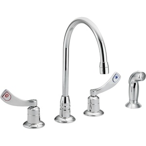 Moen Commercial Chrome M-Dura Kitchen Faucet with Side Spray with 4-Inch handles 2.2 gpm, 8244