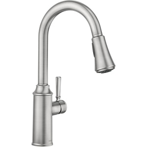 Moen Conneaut One Handle Pulldown Kitchen Sink Faucet with Reflex Docking and Power Clean, Spot Resist Stainless, 87801SRS(Faucet only)
