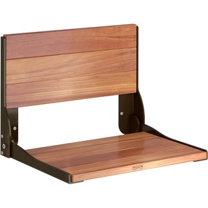 Moen DN7110 Home Care Fold-Down Shower Chair, Teak Wood Bench with Stainless Steel & Aluminum Frame, Wall-Mounted, ADA Compliant, Supports up to 400 lbs(Old World Bronze)