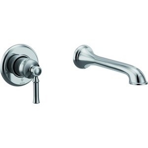 Moen Dartmoor Chrome Single Handle Wall Mount Tub Filler High Flow Tub Faucet with 10″ Spout Reach, WT681