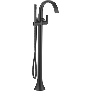 Moen Doux Matte Black One-Handle Freestanding Floor Mount Bathtub Filler with Handshower, Free Standing Tub Faucet, S3105BL(Matte Black)