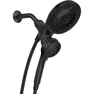 Moen Engage Matte Black 2.5 GPM Handheld Showerhead and Rain Shower 2-in-1 Combo Featuring Magnetic Docking System and Metal Hose, 26009BL(Matte Black)
