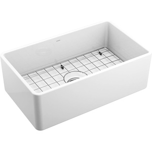 Moen FC301810 Apron-Front Fireclay Single Bowl Undermount Kitchen Sink, 30″, White