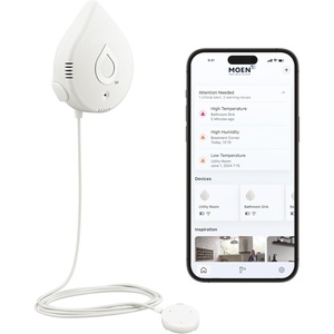 Moen Flo Smart Water Leak Detector, Drip or Flood Sensor Alarm for Home, 1-Pack, White, 920-004(White)