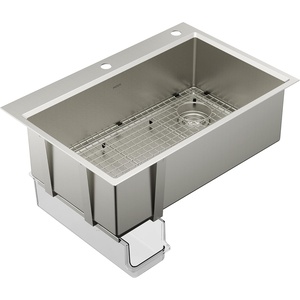 Moen GS161202R Luxe Chef Workstation System 33-Inch Dual Mount Single Bowl Kitchen Sink, Stainless Steel(Single Bowl)