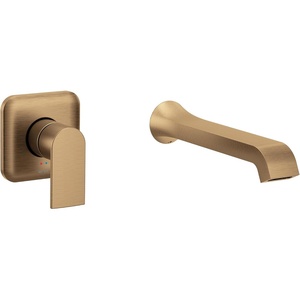 Moen Genta LX Single Handle Wall Mount Tub Filler, Contemporary High Flow Tub Faucet with 10-Inch Spout Reach, Brushed Nickel, WT901BN(Bronzed Gold)