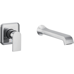 Moen Genta LX Single Handle Wall Mount Tub Filler, Contemporary High Flow Tub Faucet with 10-Inch Spout Reach, Brushed Nickel, WT901BN(Chrome)