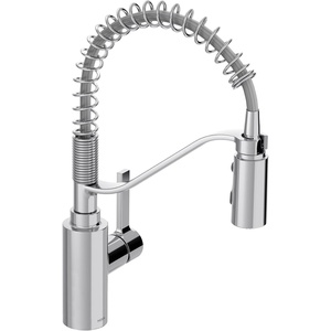 Moen Genta LX Spring Faucet with Power Boost, Modern Kitchen Faucet with One-Handle, Pre-Rinse, Easy Installation, Chrome, 5926(Chrome)