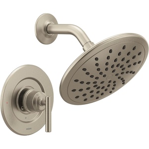 Moen Gibson Chrome Posi-Temp Pressure Balancing Modern Shower Trim with 8-Inch Rain Shower Head, Valve Required, T3002EP(Brushed Nickel)