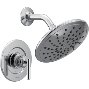 Moen Gibson Chrome Posi-Temp Pressure Balancing Modern Shower Trim with 8-Inch Rain Shower Head, Valve Required, T3002EP(Chrome)