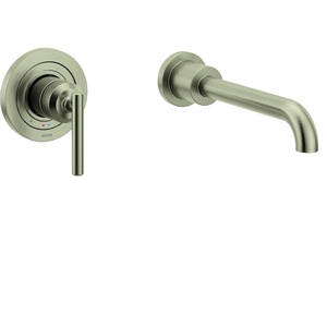 Moen Gibson Single Handle Wall Mount Tub Filler High Flow Tub Faucet with 10″ Spout Reach, Brushed Nickel, WT961BN(Brushed Nickel)