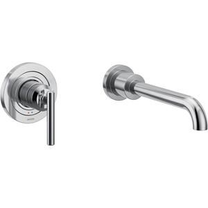 Moen Gibson Single Handle Wall Mount Tub Filler High Flow Tub Faucet with 10″ Spout Reach, Brushed Nickel, WT961BN(Chrome)