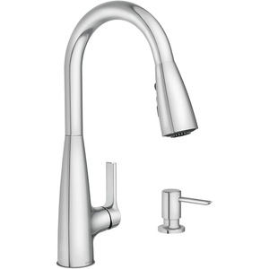 Moen Haelyn Matte Black Touchless Single-Handle Pull-Down Sprayer Kitchen Faucet with Soap Dispenser, Features Power Clean for a Faster Wash, 87627EWBL(Chrome)