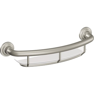 Moen Home Care Bathroom Safety 16 Inch Handicap Grab Bar for Bathtub and Shower with Storage Shelf, Elderly Assistance Product, Brushed Nickel, R2356DBN(Brushed Nickel)
