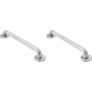 Moen Home Care Bathroom Safety 24 Inch Stainless Steel Handicap Grab Bar for Bathtub and Shower, Slip Resistant Peened Texture, Elderly Assistance Product, Polished Brass, R8724P(Inoxidable)