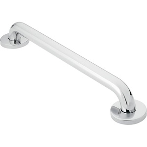 Moen Home Care Bathroom Safety 24 Inch Stainless Steel Handicap Grab Bar for Bathtub and Shower, Slip Resistant Peened Texture, Elderly Assistance Product, Polished Brass, R8724P(Polished Stainless)