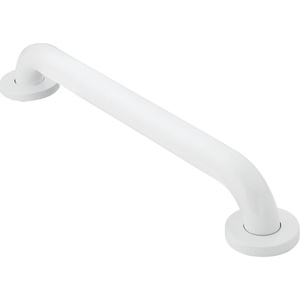 Moen Home Care Bathroom Safety 24 Inch Stainless Steel Handicap Grab Bar for Bathtub and Shower, Slip Resistant Peened Texture, Elderly Assistance Product, Polished Brass, R8724P(Glacier)