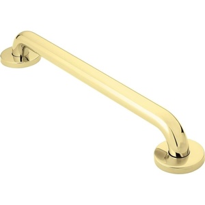 Moen Home Care Bathroom Safety 24 Inch Stainless Steel Handicap Grab Bar for Bathtub and Shower, Slip Resistant Peened Texture, Elderly Assistance Product, Polished Brass, R8724P(Polished Brass)