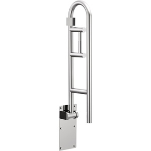 Moen Home Care Bathroom Safety 30 Inch Stainless Steel Flip Up Bathroom HandicapGrab Bar with Toilet Paper Holder, Elderly Assistance Product, R8962FD(Peened)