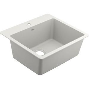 Moen Host Black Granite 33-Inch Wide x 9.5-Inch Deep Dual Mount Single Bowl Kitchen Sink, GGB3026B(White)