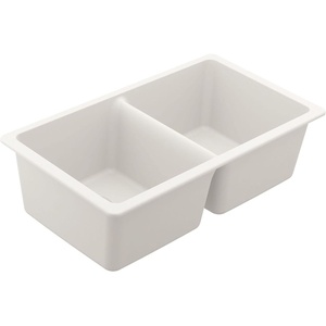 Moen Host White Granite 33-Inch Wide x 9.5-Inch Deep Undermount Double Bowl Kitchen Sink, GGW4012B(White)