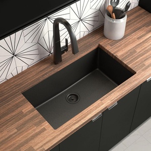 Moen Host White Granite 33-Inch Wide x 9.5-Inch Deep Undermount Single Bowl Kitchen Sink, GGW4010B(Matte Black)