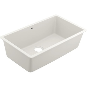 Moen Host White Granite 33-Inch Wide x 9.5-Inch Deep Undermount Single Bowl Kitchen Sink, GGW4010B(White)