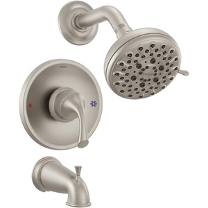 Moen Idora Posi-Temp Tub & Shower Faucet Kit w/Valve, 82115SRN | Tub and shower kit, Valve included, Posi-Temp system, Spot resist nickel finish, 5-spray showerhead(Spot Resist Brushed Nickel)