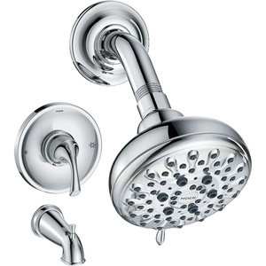 Moen Idora Posi-Temp Tub & Shower Faucet Kit w/Valve, 82115SRN | Tub and shower kit, Valve included, Posi-Temp system, Spot resist nickel finish, 5-spray showerhead(Chrome)