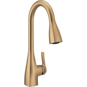 Moen Kiran Chrome One-Handle High Arc Pulldown Kitchen Faucet with Power Clean, 87599(Bronzed Gold)