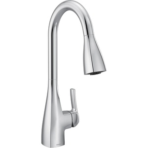 Moen Kiran Chrome One-Handle High Arc Pulldown Kitchen Faucet with Power Clean, 87599(Chrome)