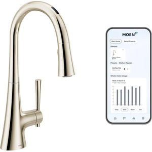 Moen Kurv Chrome 3-in-1 Water Filtration Pull Down Kitchen Faucet, Water Filter for Sink Faucet Sold Separately, F9126(Polished Nickel)