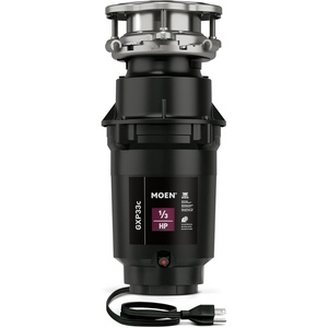 Moen Lite Series PRO Compact Continuous Feed Garbage Disposal for Kitchen Sink with Power Cord, GXP33C(1/3 HP)