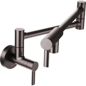 Moen Modern Spot Resist Stainless Wall Mount Swing Arm Folding Pot Filler, Double Jointed Kitchen Faucet, S665SRS(Black Stainless)